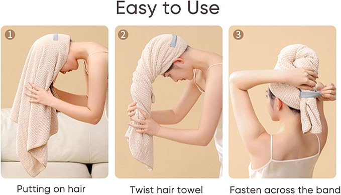 Wuwahold Microfiber Hair Towels, Waffle Hair Towel Set, Super Soft Highly Absorbent, Sturdy Quick Drying Turbans for Long, Thick, Curly Hair (5 Pack, 40" x 20")