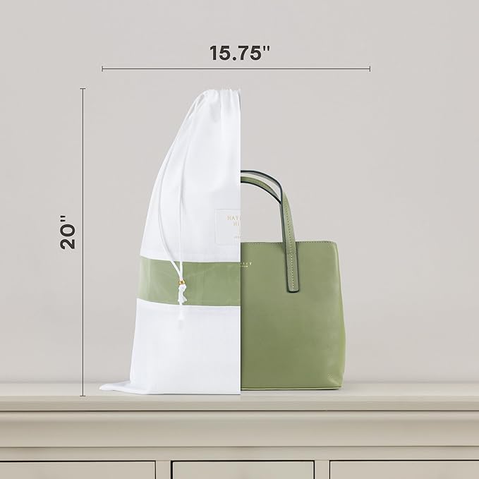 Hayden Hill Luxury Organic Cotton Dust Bags For Handbags - 6 Pack (Med-Large) - Handbag, Purse and Shoe Bags for Storage - Certified Carbon Neutral