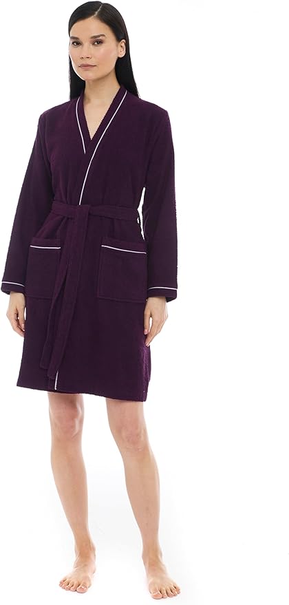 Seritaine Short Robes for Women, 100% Turkish Cotton Womens Robe, Luxury, Terry Cloth Long Spa Bathrobe