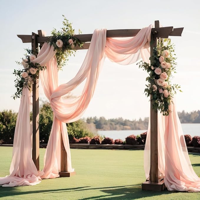 Barcelonetta | Chiffon Fabric | Decoration, Drapery Fabric | Wedding, Gender Reveal, Baby Shower, Birthday | for Arbor, Arch, Canopy, Table and Chair Decoration (Blush, 10 Yards)