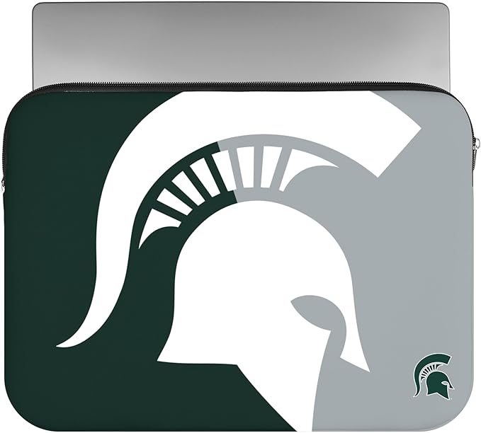 FOCO NCAA Official 15" Inch Colorblock Primary Logo Zipper Laptop Computer Sleeve Case Bag (Michigan State Spartans)