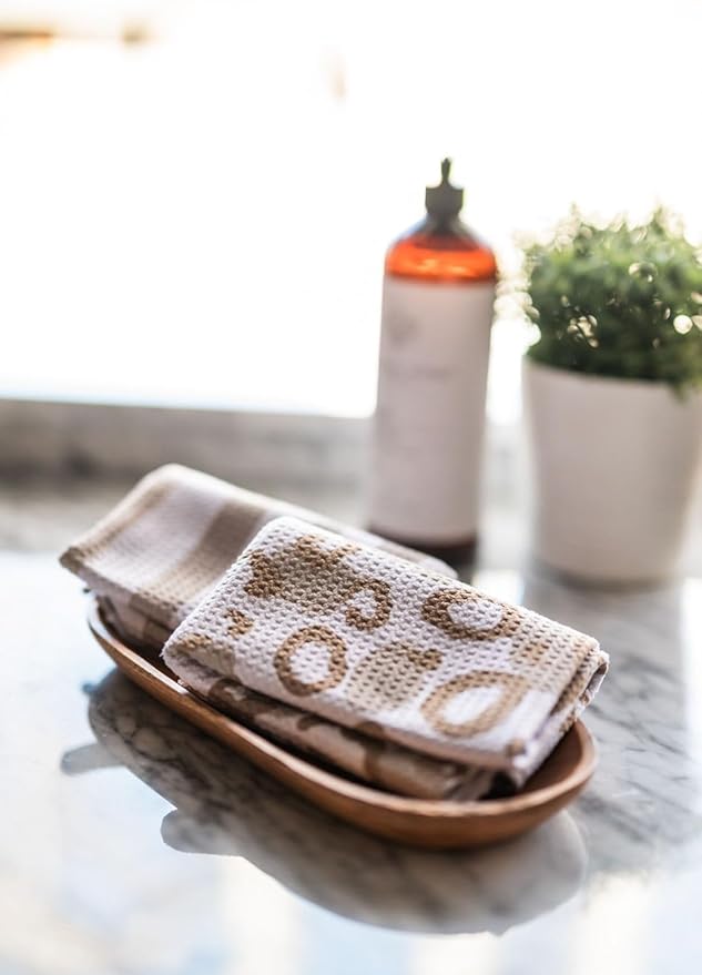 Desert Aqua || 2 Pack Double Sided || Waffle Weave Microfiber || Tea Towels || Highly Absorbent || Hanging Loop || Dish Cloths || Modern || Designer Prints || Double Sided || Cheetah & Stripes