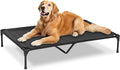 PVY Elevated Dog Bed for Outdoor, XL Raised Dog Cot with Washable Mesh, Cooling Pet Cot Chew Proof for Outside Camping, 49"x33" Black
