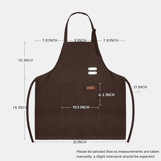 Vinchef New Soft Canvas Apron, Adjustable Neck Strap, Large Pocket, Unisex Kitchen Apron, Cooking Aprons for Women and Men