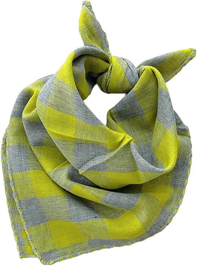 Pemilosci Double Layers Two Tones Dog Cotton Square Bandana Bibs Scarf Kerchief for Small Medium Dogs Boy or Girl - DCB16 G&G