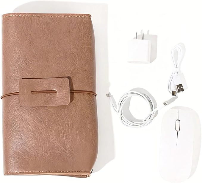 DUWUZEST Vintage leather Electronic organizer travel case,cord organizer travel, Leather charger shortage for essentials mouse, adapter, cables (brown with elastic band)