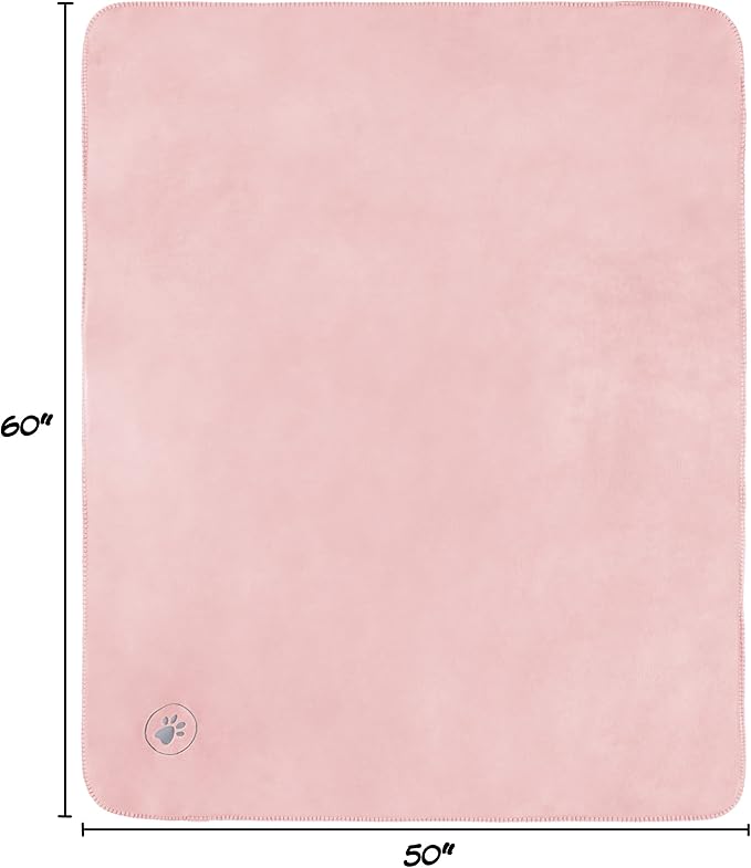 Waterproof Pet Blanket - 50x60-Inch Reversible Sherpa Fleece Throw Protects Couches, Cars, and Beds from Spills, Stains, and Fur by PETMAKER (Pink)