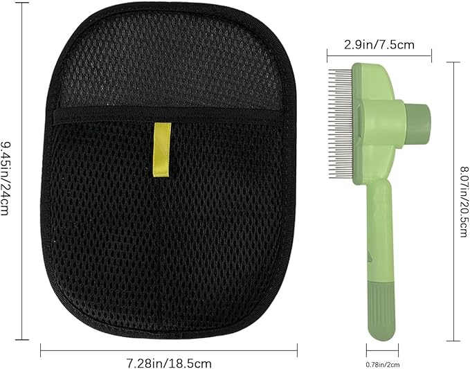 Pet Hair Removal Glove for Cats and Dogs,Mesh Hair Grooming Mitt, Equipped with 1PCS Pet Grooming Comb