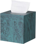 HOUSE DIARY Metal Square Tissue Box lid, Modern Facial Tissue Holder for Bathroom Vanity Tops, Bedroom Dressers, Nightstands, Desks, Offices (Deep Emerald Green)