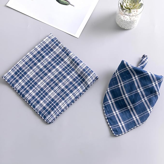 Pemilosci Double Layers Two Tones Dog Cotton Square Bandana Bibs Scarf Kerchief for Small Medium Dogs Boy or Girl - DCB15 B&W