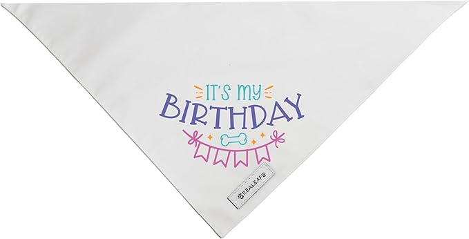 Realeaf Birthday Dog Bandanas 2 Pack (White, Large)