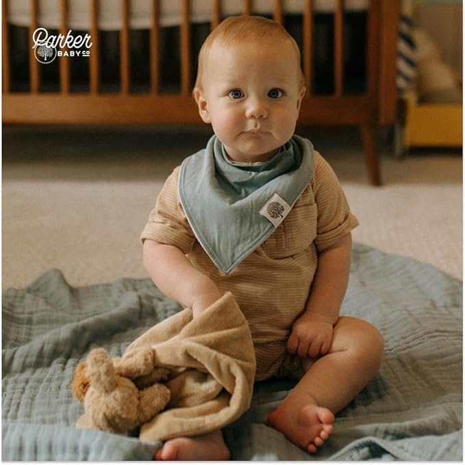 Parker Baby Muslin Blanket | 100% Soft Cotton Toddler Quilt & Baby Muslin Swaddle | Gender Neutral Design 47" x 47" Blanket