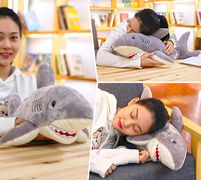 VSFNDB Stuffed Shark Animal Plush Toy 26 Inch Large Great White Animal Stuffed Plushies Super Soft Cute Cuddly Pillow Cushion Stuff Dolls Gift for Children Kid Boys Girls Room Decor Bedtime, 26Inches