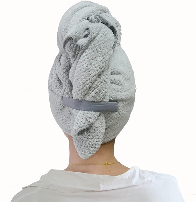 Chloven Jumbo Large Microfiber Hair Towel Wrap for Women,Anti Frizz Hair Drying Towel with Elastic Strap,Super Absorbent,Ultra-Soft Extra Large Hair Wrap Towels,Fast Drying Hair Turbans for Wet Hair