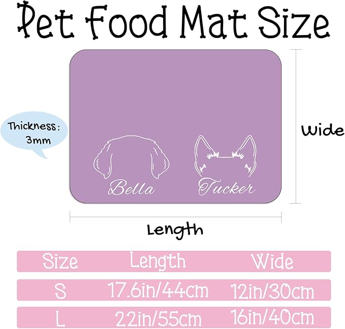 Personalized Dog Food Mat Non-Slip Custom Dog Feed Placemat Water Absorbent Customized PU Mats for Pet Food and Water