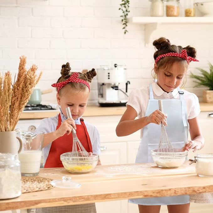 SINLAND Kids Apron with Pocket 2 Pack Children Chef Apron for Cooking Baking Painting