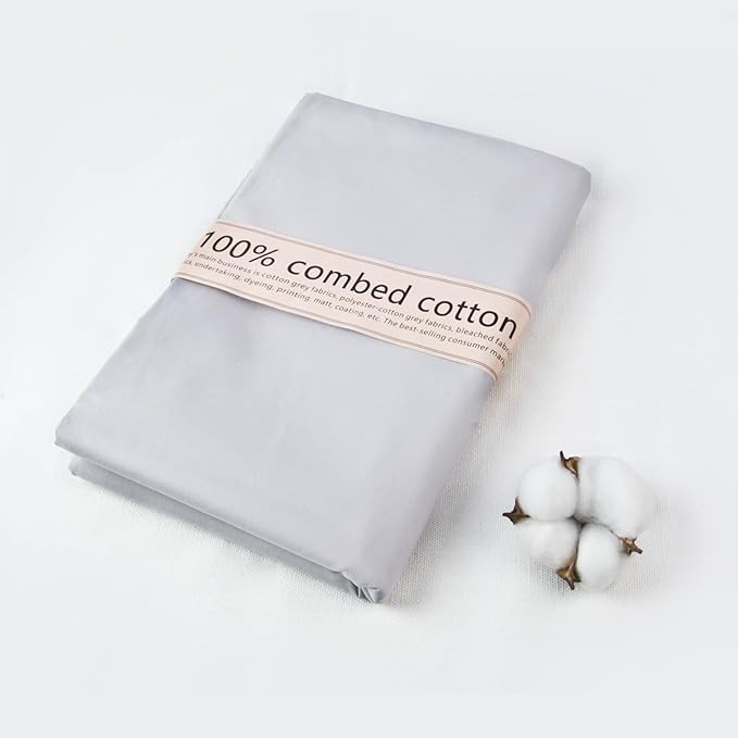 5 Yard Silver Cotton Fabric,Natural Cotton Poplin Fabric by The Yard, 59 Inches Wide 100% Cotton Fabric,Soft Embroidery Muslin Quilting Material for Sewing Material Apparel Cloth