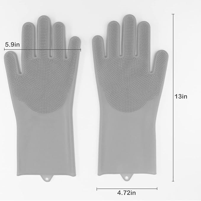 Yintoper Pet Grooming Gloves, Dog Bathing Gloves with High-Density Teeth, Heat Resistant Silicone Cat Hair Remover with Enhanced Five Finger Design, Bathing and Massaging for Dogs and Cats (Grey)