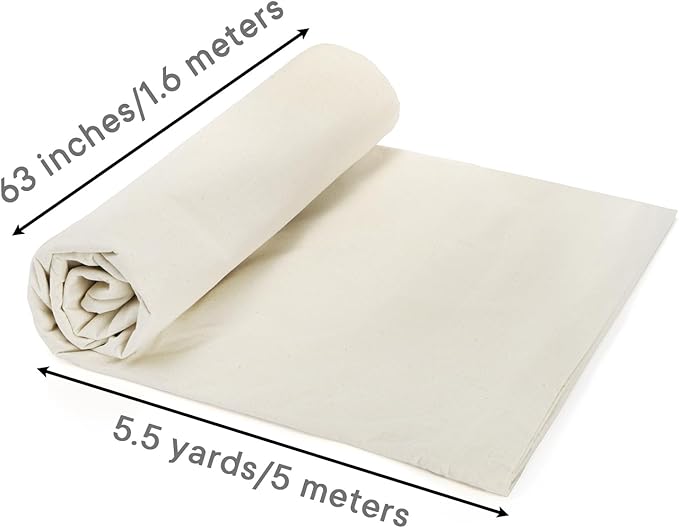 Tosnail Cotton Muslin Fabric, 63 Inch x 5.5 Yards Muslin Cloth, Natural Unbleached Linen Cotton Fabric by The Yard for Sewing, Embroidery, Quilting, Draping, Craft Project