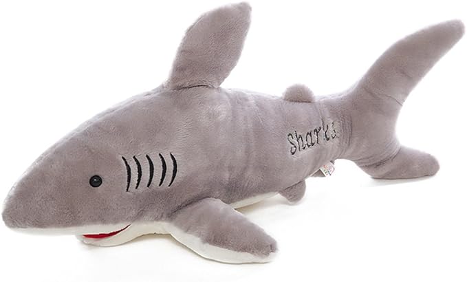 VSFNDB Stuffed Shark Animal Plush Toy 26 Inch Large Great White Animal Stuffed Plushies Super Soft Cute Cuddly Pillow Cushion Stuff Dolls Gift for Children Kid Boys Girls Room Decor Bedtime, 26Inches