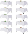 sancua White Table Cloths Rectangle, 10 Pack Tablecoths Rectangular for 6 Foot Tables - Washable Polyester Fabric Table Cover for Wedding, Birthday Party, Banquet Reception, 54x108 Inch