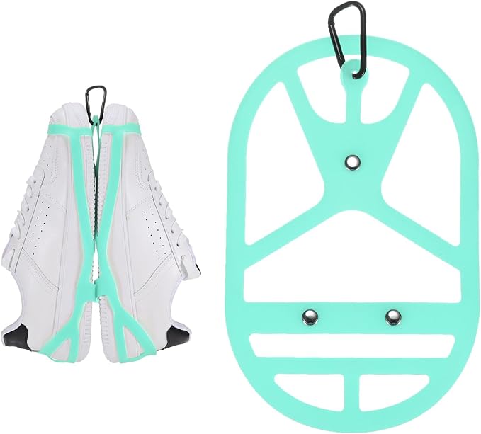TIXIPEM Shoe Holster for Backpack [1SET] - Elastic Silicone Footwear Holder with Clip Use for Travel & Outdoors & Sports - [Cyan-Blue-XL] Hang Extra Shoes Cleats Boots
