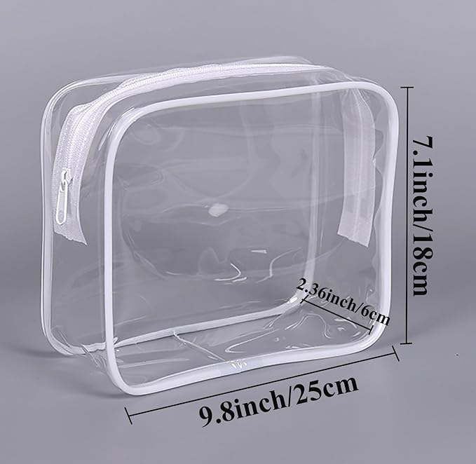 20 Pack Clear Cosmetics Bags for Women Men Waterproof Toiletry Bags PVC Makeup Bags Organizer Case with Zipper for Travel Bathroom (20 White(Large))