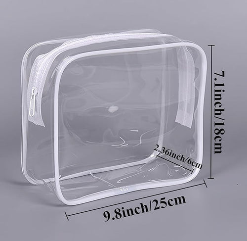 20 Pack Clear Cosmetics Bags for Women Men Waterproof Toiletry Bags PVC Makeup Bags Organizer Case with Zipper for Travel Bathroom (20 White(Large))