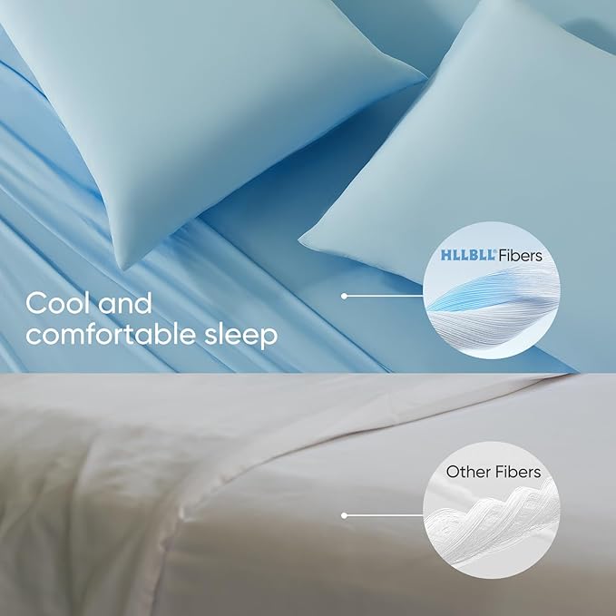 HLLBLL® Cooling Comforter, Ultra Cold Fiber Technology, All-Season Lightweight Blanket to Quickly Cool Down,Deep Sleep Throughout The Night (Aqua Blue, King/Cali King (106"x90"))