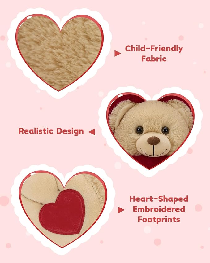MaoGoLan Valentines Teddy Bear Plush with Heart-Shaped Hood,Adorable and Soft Teddy Stuffed Animal,13.8" Loving Heart Plushie Gift for Valentines Day,Christmas,Anniversary,Mother's Day,Long Distance