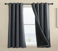 Rutterllow 100% Blackout Curtain 2 Panels, Heat and Full Light Blocking Drapes with Grommets for Bedroom,Gray Thermal Insulated Window Treatment Drapes for Living Room (Dark Grey, 52Wx36L)