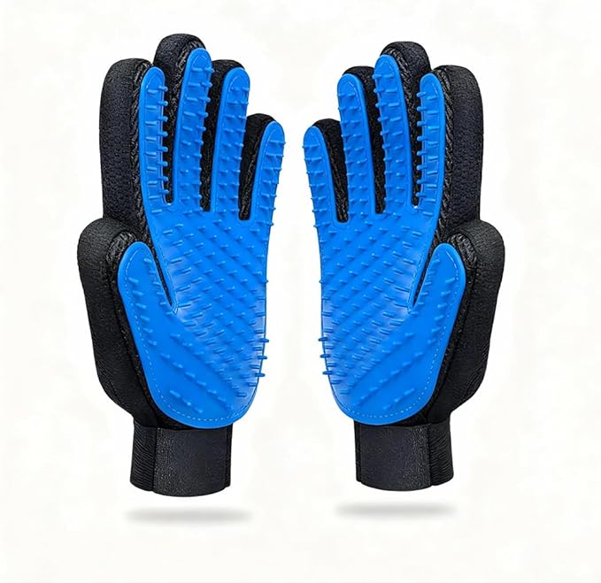 Pet Hair Remover Glove - Gentle Deshedding Brush Glove for Dogs & Cats - Enhanced Grooming & Massage Mitt for Long and Short Fur - Perfect for Shedding and Bathing (Blue, 1 Piece)