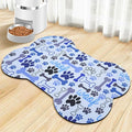 Dog Food Mats for Floors Waterproof, Pet Feeding Absorbent Water Bowl Mat Cat Placemats Blue Bone Shape 19 * 12 inch