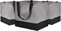 CNaiyunpin 3 Pack Canvas Reusable Grocery Bags Heavy Duty, 8.3 gal Foldable Large Tote Bag with Handles, Holds 60 lbs Canvas Shopping Bags & Washable Eco-friendly Bags with 5 Pockets, Grey+Black