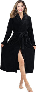 RONGTAI Womens Bathrobe Ladies Fleece Plush Warm Long Robes Fleece Nightgown Sleepwear