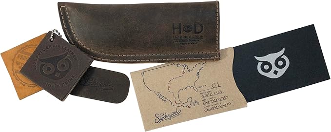 Hide & Drink, Full Grain Leather Hot Handle, Cast Iron Protector, Panhandle Potholder, Double Layered, Double Stitched, Slides On/Off Easily onto Metal Skillet Grips, Handmade, Espresso