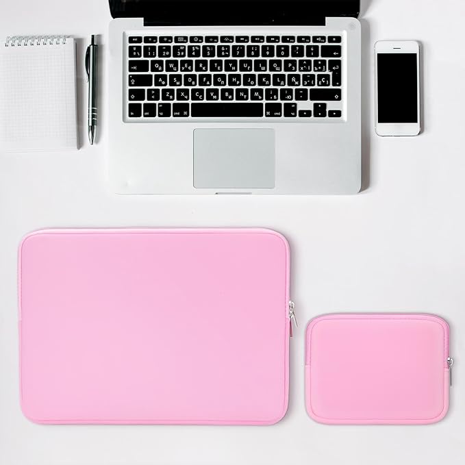 RAINYEAR 13 Inch Laptop Sleeve Case with Accessories Pouch, Compatible with 13.3" MacBook Air/Pro M1 M2 M3 M4 A3240 A3113 A2681 A2337 A1932 A2179 A2338 A1706 A1708 A2159 (Pink, Upgraded Version)
