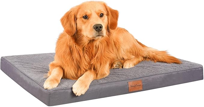 Waterproof Dog Beds for Large Sized Dogs - Orthopedic Dog Bed Washable Crate Pad 36 inch, Large Egg Crate Foam Pet Bed Mat with Removable Cover, Anti-Slip Kennel Pad, 36''×27'', Grey