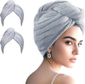 AGKXHDEC 2 Packs Single Layer Microfiber Hair Turbans - Drying Wrap for Women (Gray-2pcs)