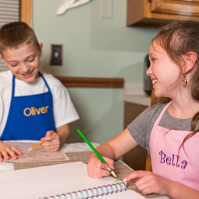 Made in USA Personalized Embroidered Premium Child Apron for Kids Girls Boys Fun Kitchen Chef Gift