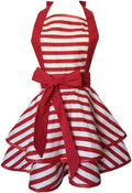 Hyzrz Lovely Handmade Cotton Retro Aprons for Women Girls Cake Kitchen Cook Apron for Mother's Gift (Red)