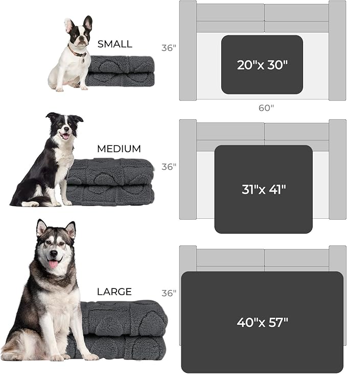 Luciphia Small Dog Blanket Washable Pet Bed Cover Soft Fluffy Puppy Blanket with Premium Fleece 300GSM Cozy Calming Cat Blankets for Indoor Cats Grey 41x31 inch