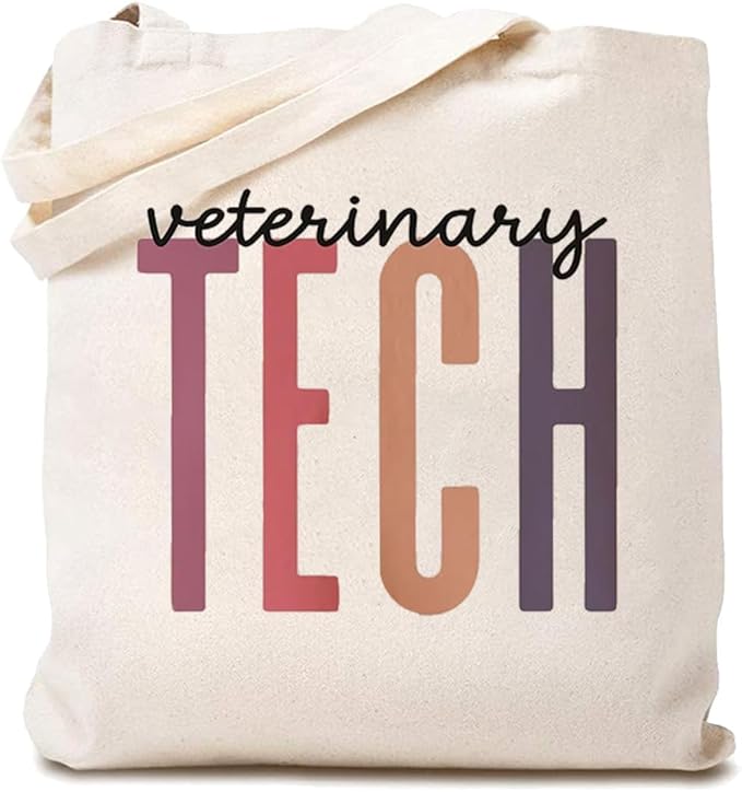 Vet Tech Canvas Tote Bag for Women Veterinary Technician Shopping Bags Reusable Grocery Bag Eco-Friendly Bags
