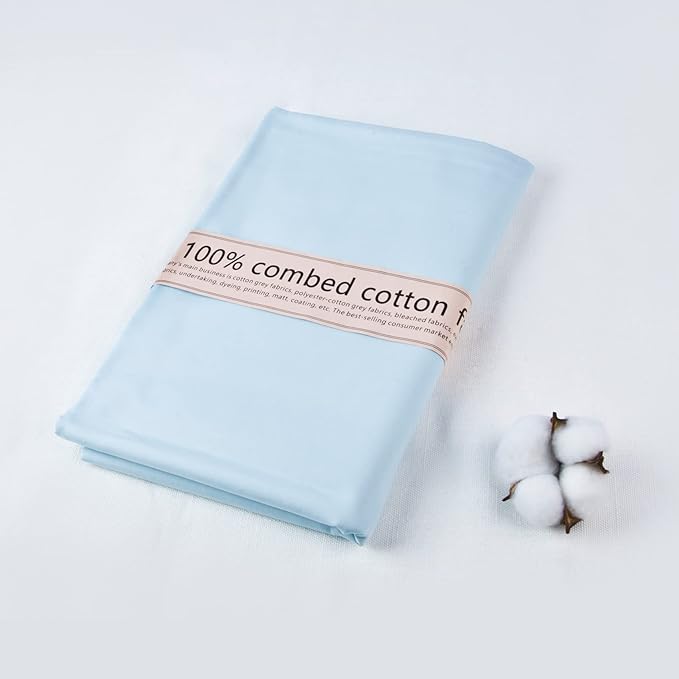 2 Yard Baby Blue Cotton Fabric, Natural Cotton Poplin Fabric by The Yard, 59 Inches Wide 100% Cotton Fabric, Soft Embroidery Muslin Quilting Material for Sewing Material Apparel Cloth