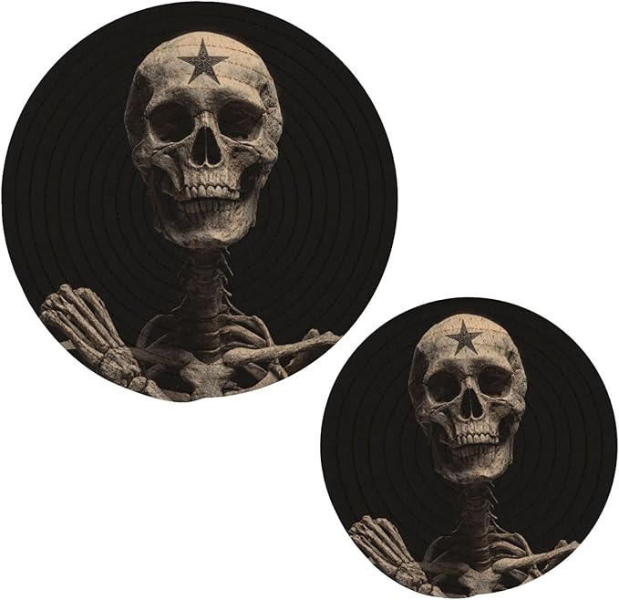 Boccsty Skull Trivets for Hot Pots and Pans Human Skeleton Pot Holders 2PCS Hot Pads Kitchen Pot Holder for Counter Table Countertop Farmhouse