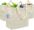Dwscroad Canvas Tote Bag, Heavy Duty Reusable Grocery Bags with Pockets, Large Shopping Bags (3 Pack)