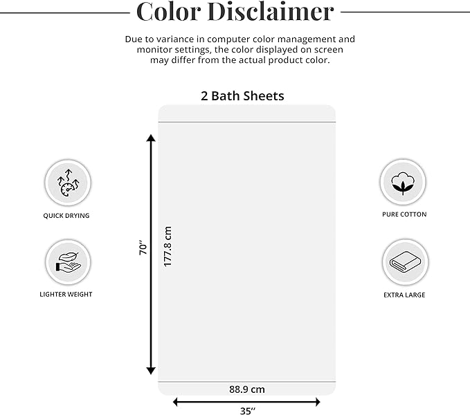 Tens Towels Pack of 2 Extra Large Bath Sheets 35 x 70 Inches, 100% Cotton, Larger & Lighter Weight, Quicker to Dry, Super Soft & Absorbent, Oversized Bath Towels, Green