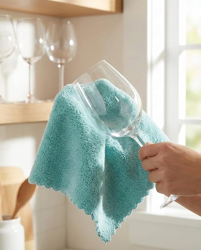 BRODER MFG. INC. Extra Large Microfiber Kitchen Towels (16x19, 5-Pack Assorted Pastels) - Ultra Plush, Lint Free Reuseable Cloths for Everyday Use- Absorbent Scalloped Edge Dish Cloths