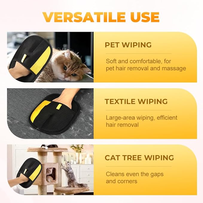 AprYew Electrostatic Gloves Pet Hair Removal Glove for Cats & Dogs, 2025 New Pet Hair Remover Glove for Couch, Furniture, Carpet, Curtain, Washable Reusable Animal Fur Removal Tool (3PCS)