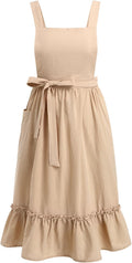 ODIZLI Frill Apron for Women Cotton Cross Back Vintage Ruffle Apron for Garden Cooking Aprons